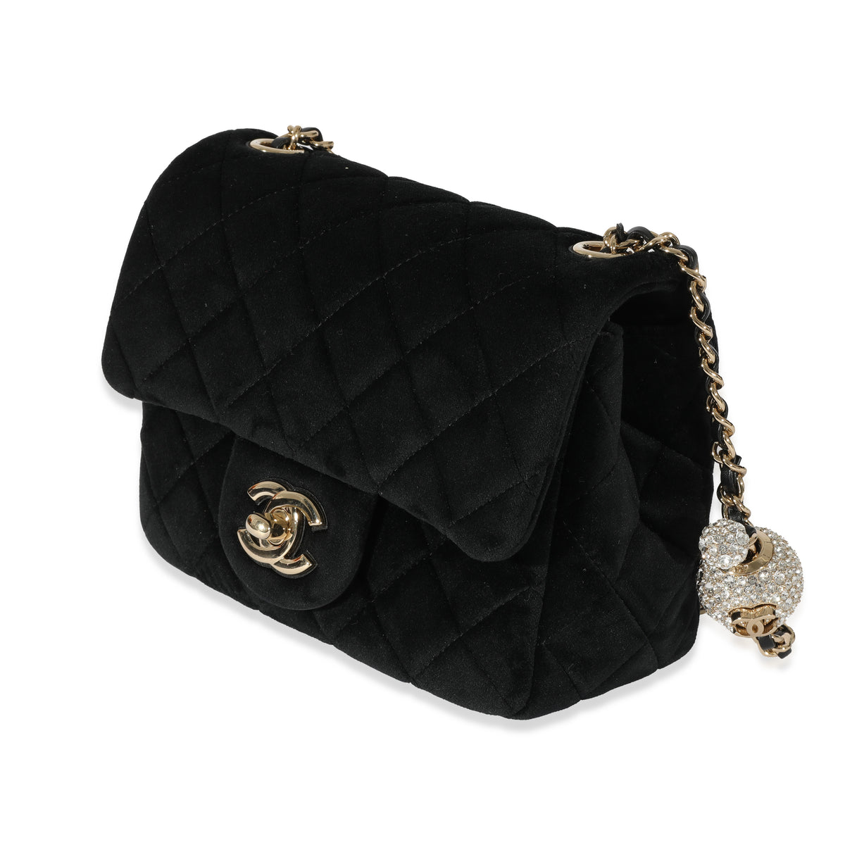 Chanel Black Velvet Pearl Crush Mini Square Flap myGemma Item