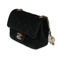 Black Velvet Pearl Crush Mini Square Flap