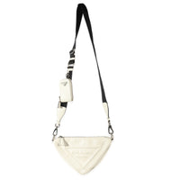 White Leather Triangle Crossbody Bag