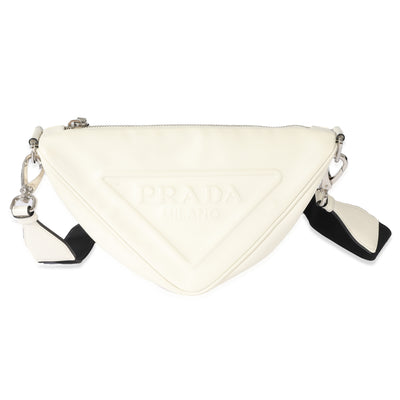 White Leather Triangle Crossbody Bag