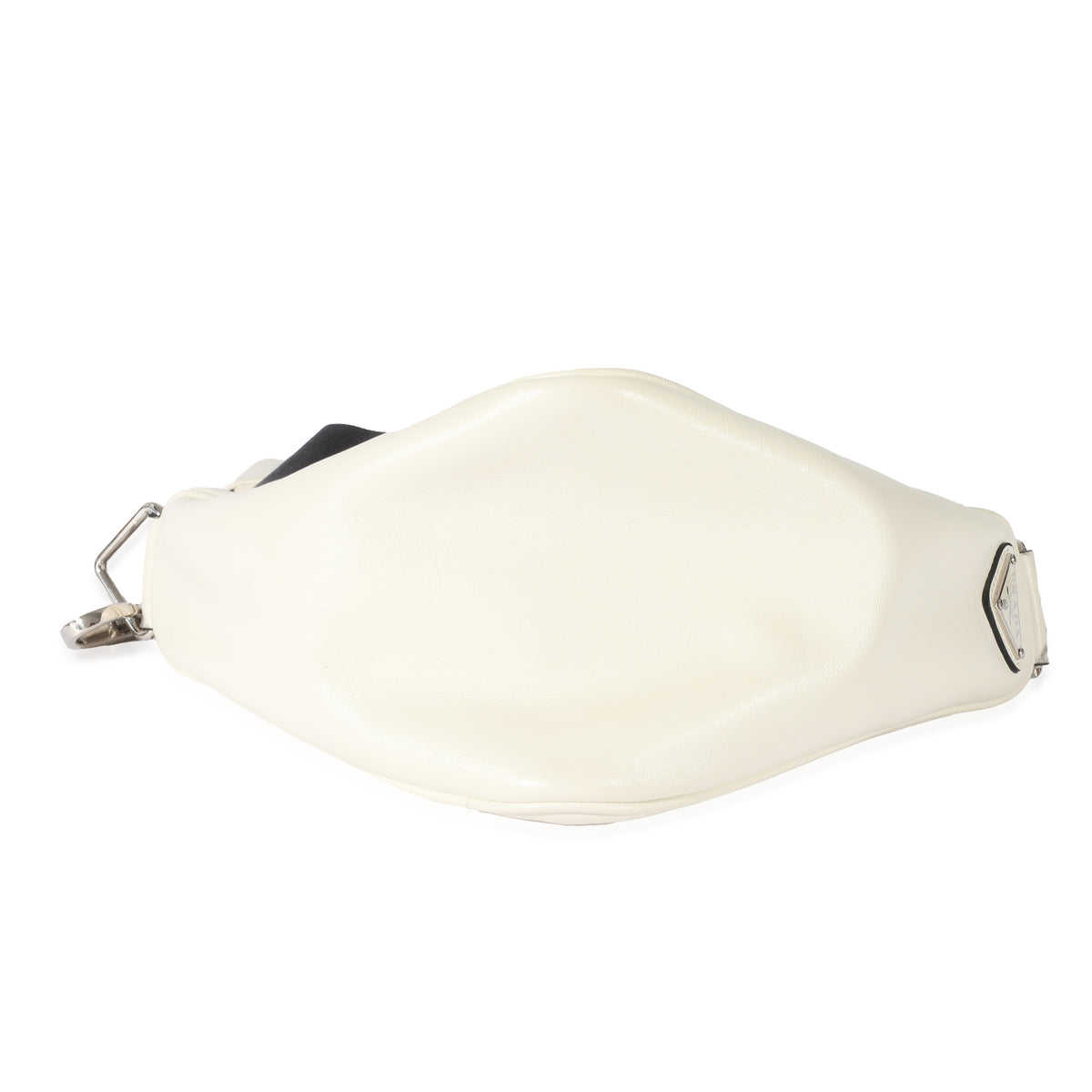 White Leather Triangle Crossbody Bag