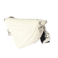 White Leather Triangle Crossbody Bag