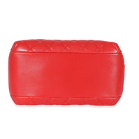 Chanel Red Quilted Lambskin CC Trendy Bowling Bag Handbag stamp