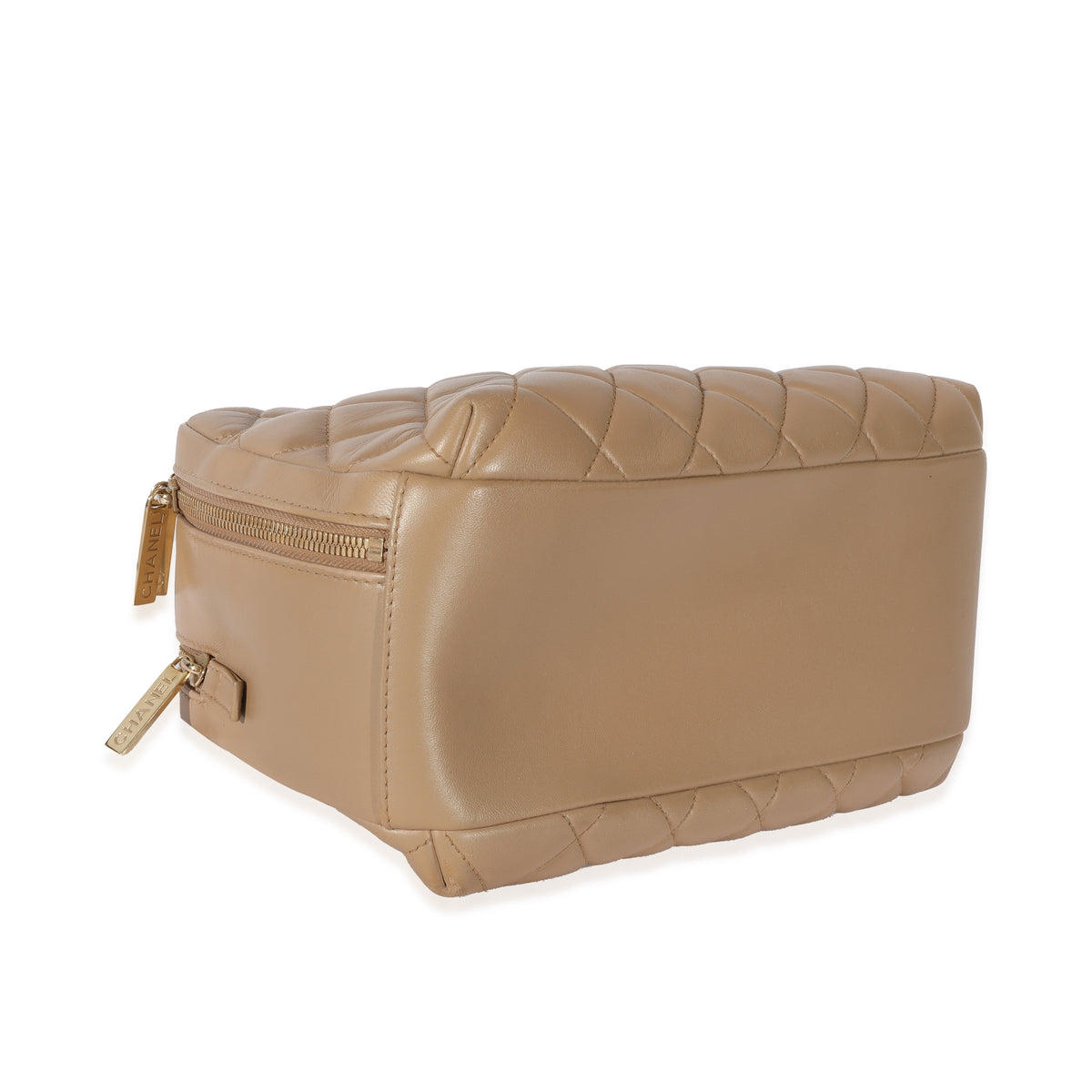 Beige Quilted Lambskin CC Trendy Bowling Bag