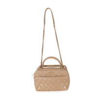 Beige Quilted Lambskin CC Trendy Bowling Bag