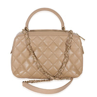 Beige Quilted Lambskin CC Trendy Bowling Bag