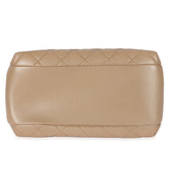 Beige Quilted Lambskin CC Trendy Bowling Bag