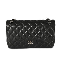 Black Quilted Lambskin Jumbo Classic Double Flap