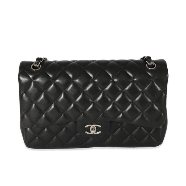 Black Lambskin Jumbo Classic Double Flap