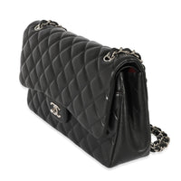 Black Quilted Lambskin Jumbo Classic Double Flap