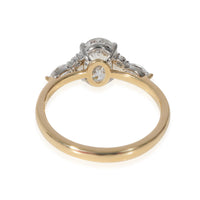 Oval 1.70 Diamond Engagement Ring in 18k Gold/Platinum GIA G SI2 1/3 Ctw Sides
