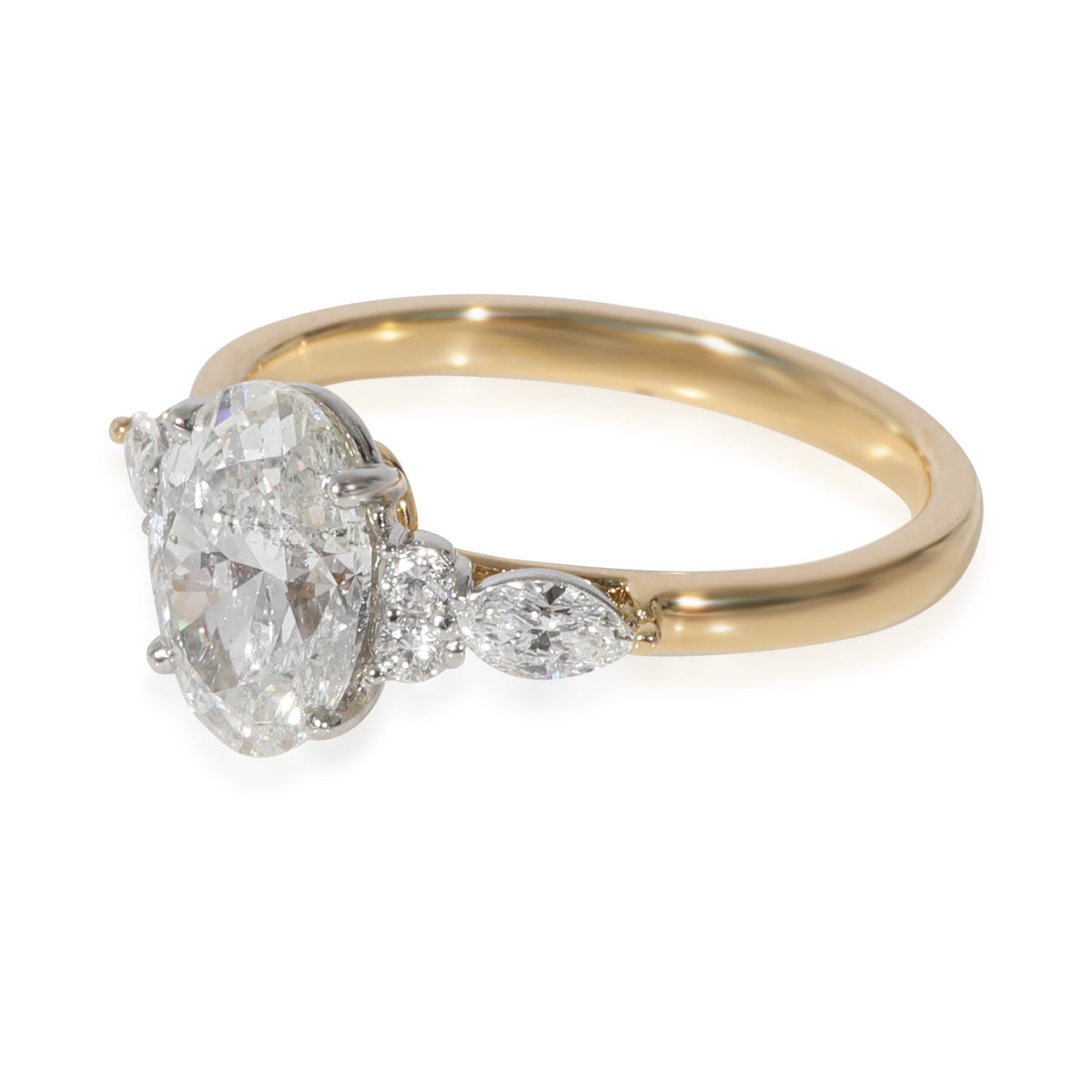 myGemma Oval 1.70 Diamond Engagement Ring in 18k Gold/Platinum GIA G SI2 1/3 Ctw Sides sv