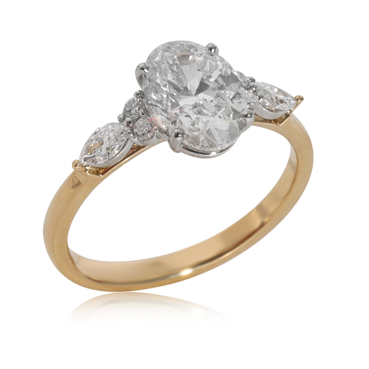 myGemma Oval 1.70 Diamond Engagement Ring in 18k Gold/Platinum GIA G SI2 1/3 Ctw Sides pv