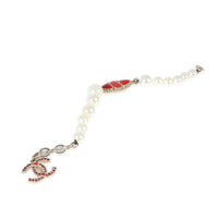 Faux Pearl & Red Gripoix CC Bracelet