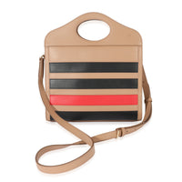Tan & Multicolor Leather Stripe Mini Pocket Bag