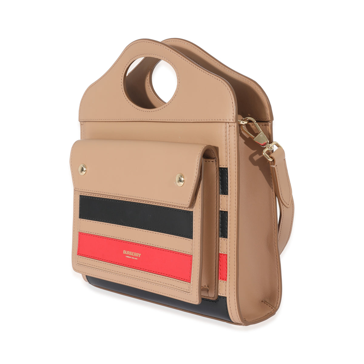 Tan & Multicolor Leather Stripe Mini Pocket Bag