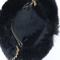 CC Black Fur Chain Clutch