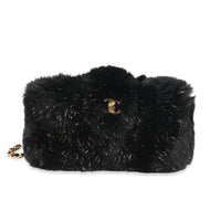 CC Black Fur Chain Clutch