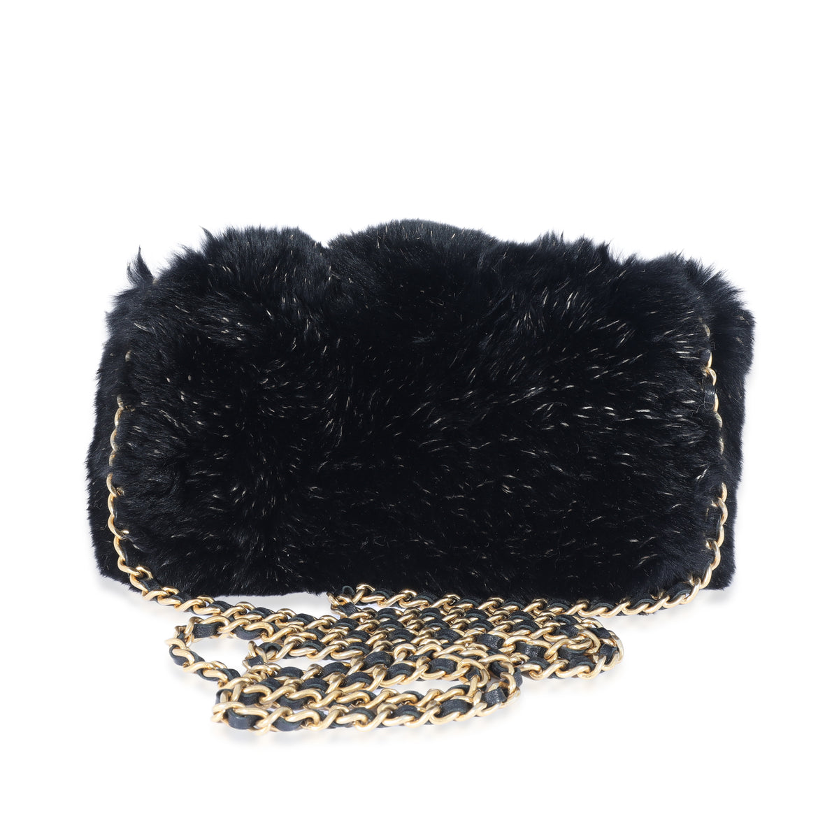 CC Black Fur Chain Clutch