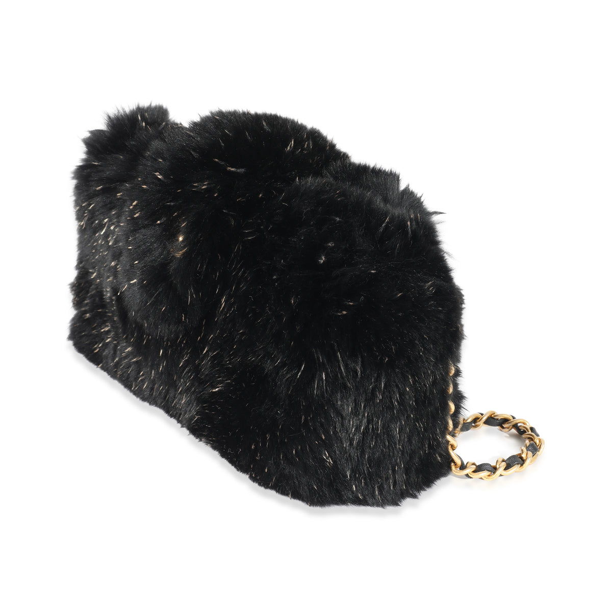 CC Black Fur Chain Clutch