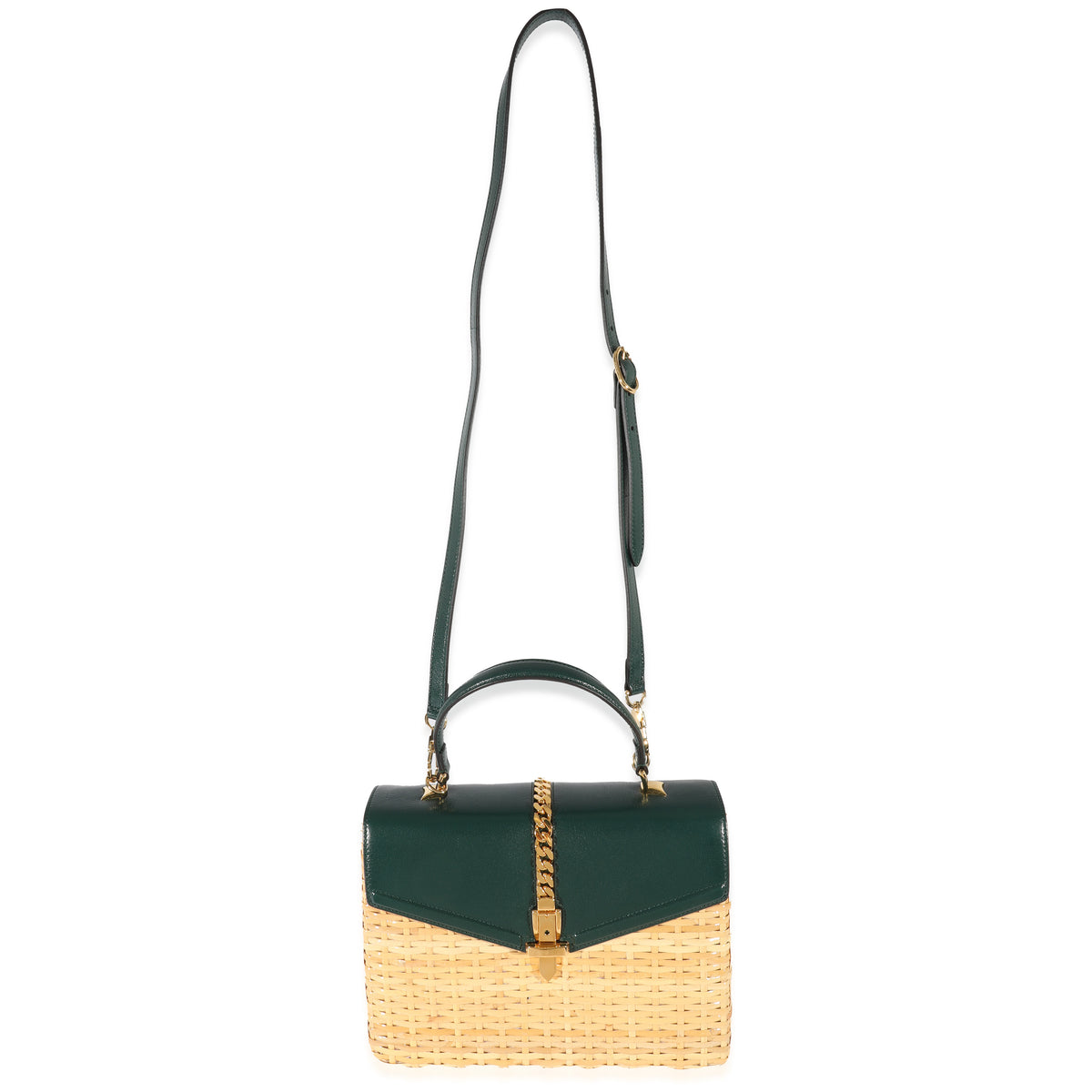 Gucci Small Sylvie Wicker Top Handle Bag Handbag bv