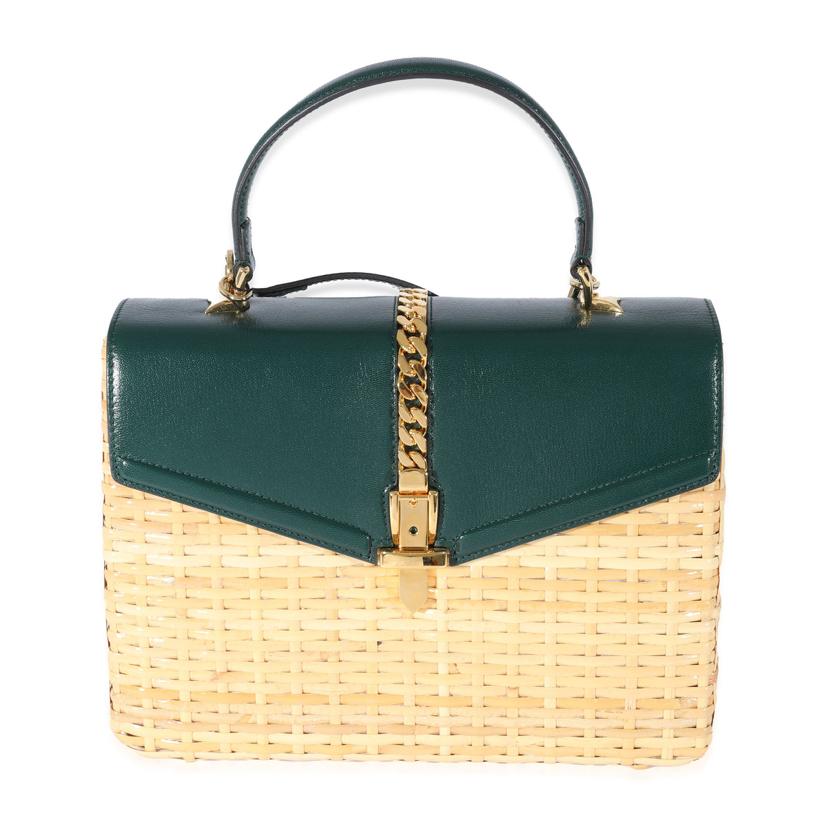 Gucci Small Sylvie Wicker Top Handle Bag Handbag fv