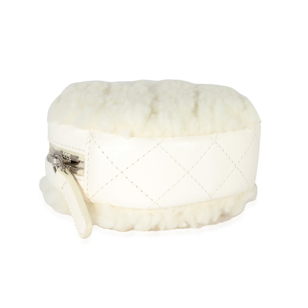 21N White Shearling Coco Neige Mini Circle Clutch On Chain