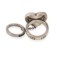 Bosco & Orso Heart Chain Ring With Spinel in Sterling Silver