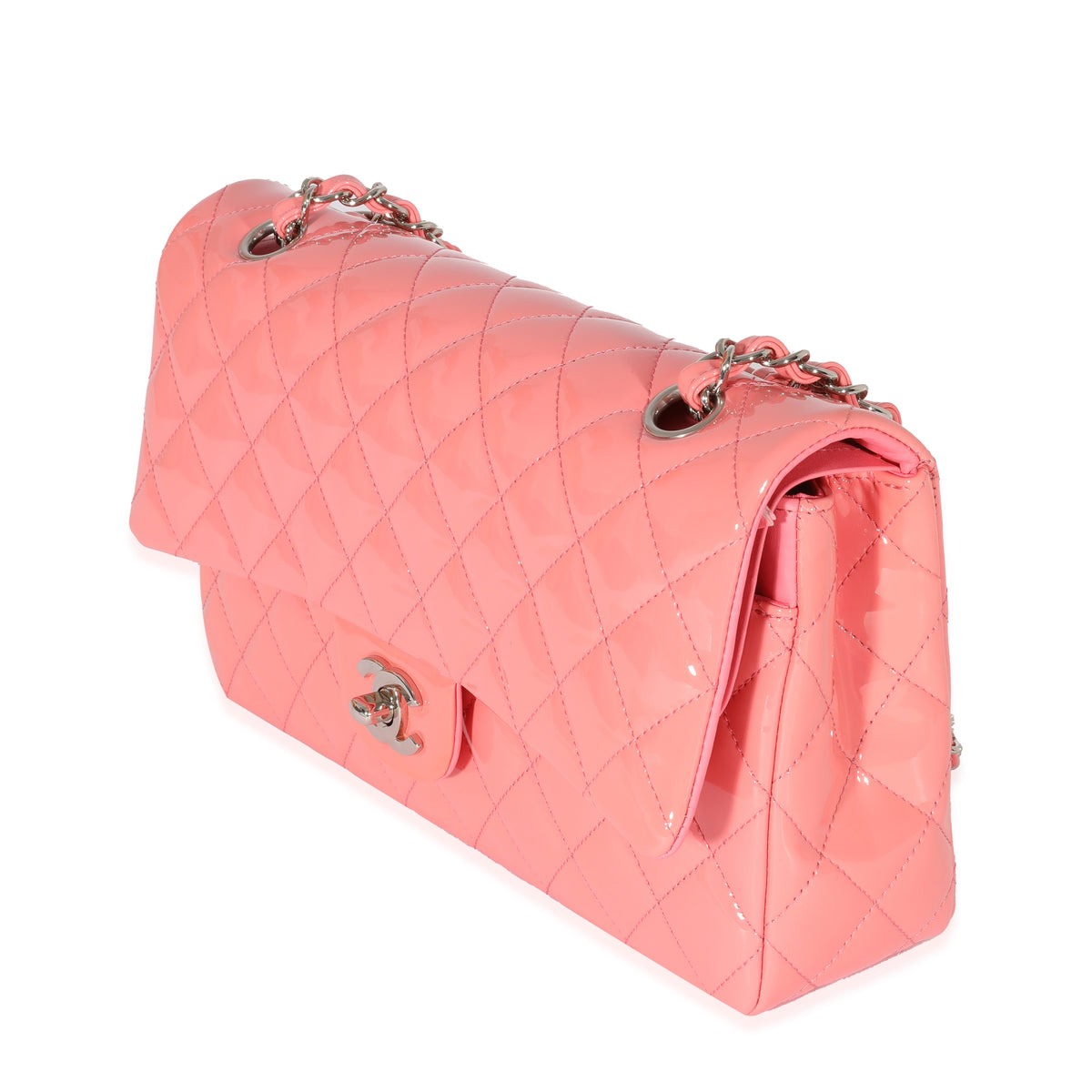 Pink Patent Medium Classic Double Flap Bag