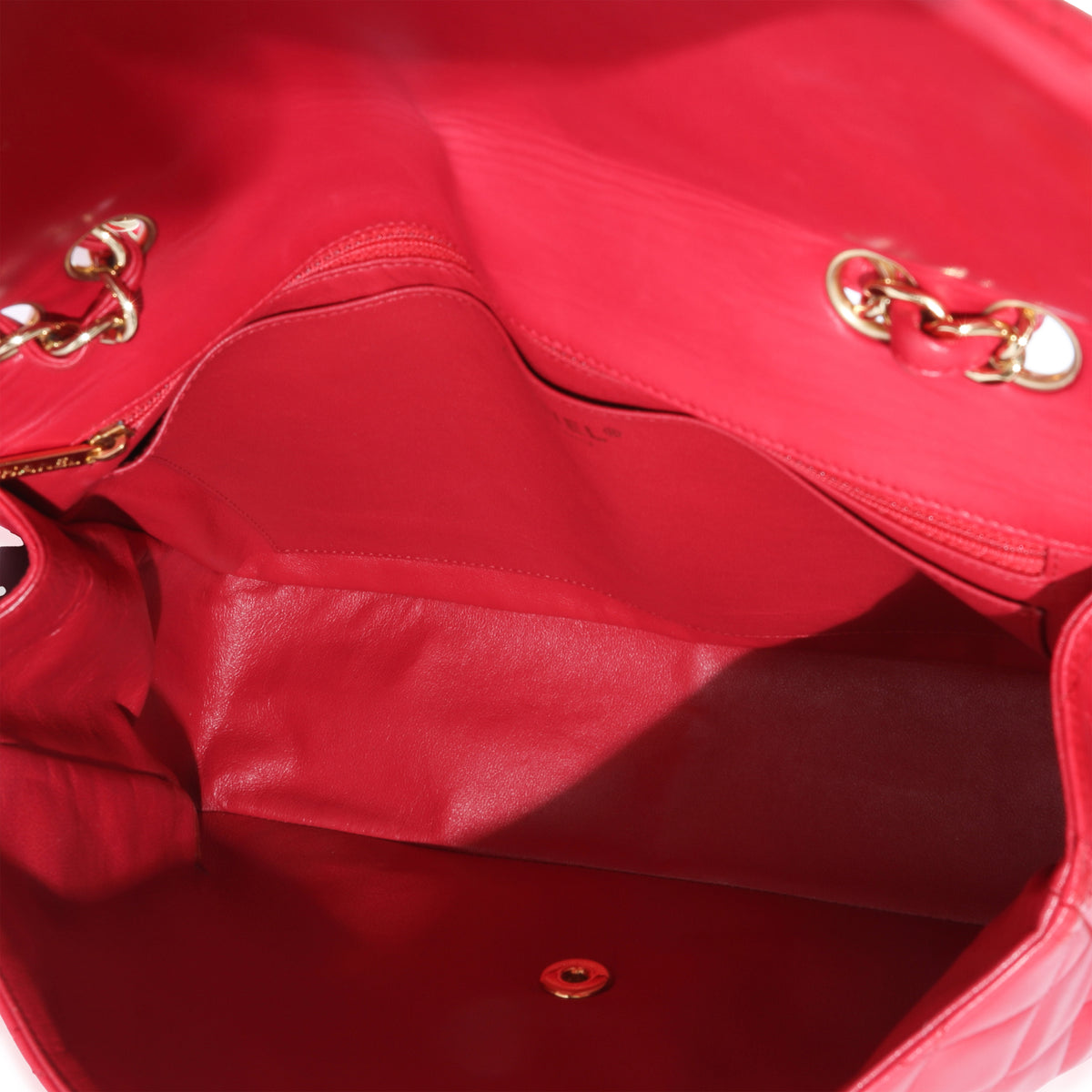 Dark Pink Lambskin Jumbo Single Flap Bag