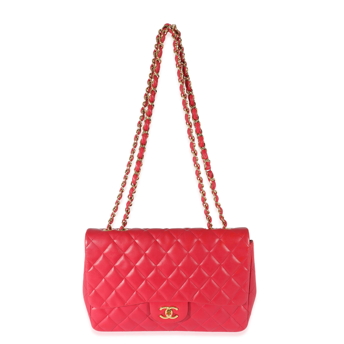 Dark Pink Lambskin Jumbo Single Flap Bag