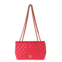 Dark Pink Lambskin Jumbo Single Flap Bag