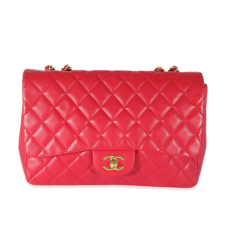 Dark Pink Lambskin Jumbo Single Flap Bag