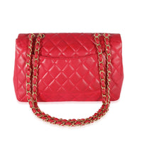 Dark Pink Lambskin Jumbo Single Flap Bag