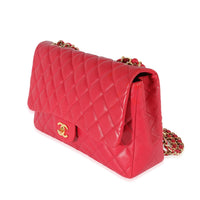 Dark Pink Lambskin Jumbo Single Flap Bag