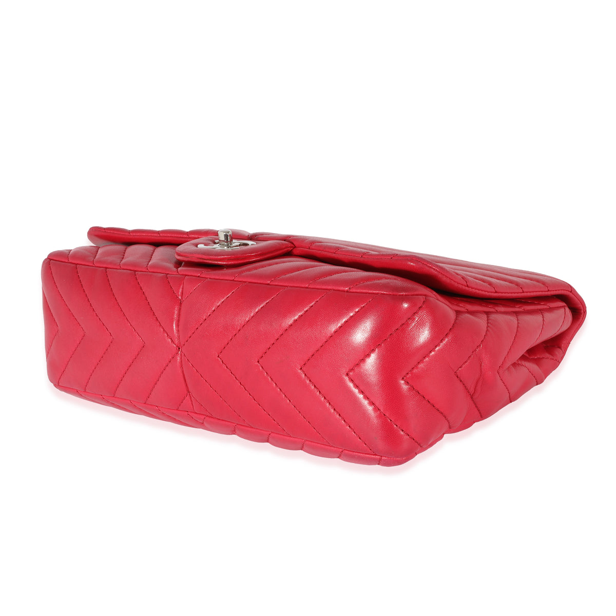 Chanel Pink Lambskin Chevron Jumbo Single Flap Bag Handbag box