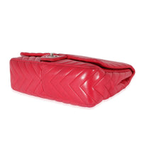 Chanel Pink Lambskin Chevron Jumbo Single Flap Bag Handbag box