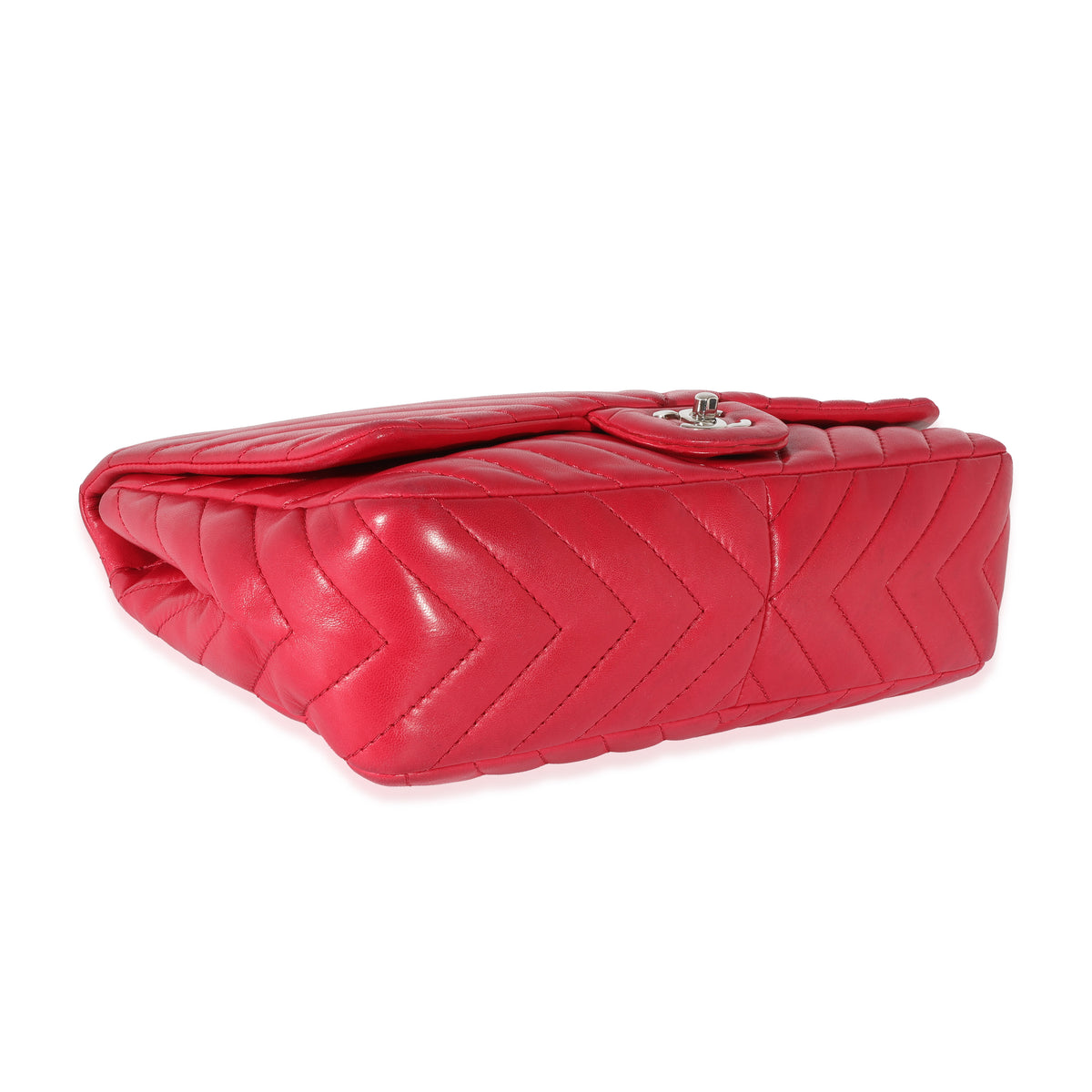 Chanel Pink Lambskin Chevron Jumbo Single Flap Bag Handbag clasp
