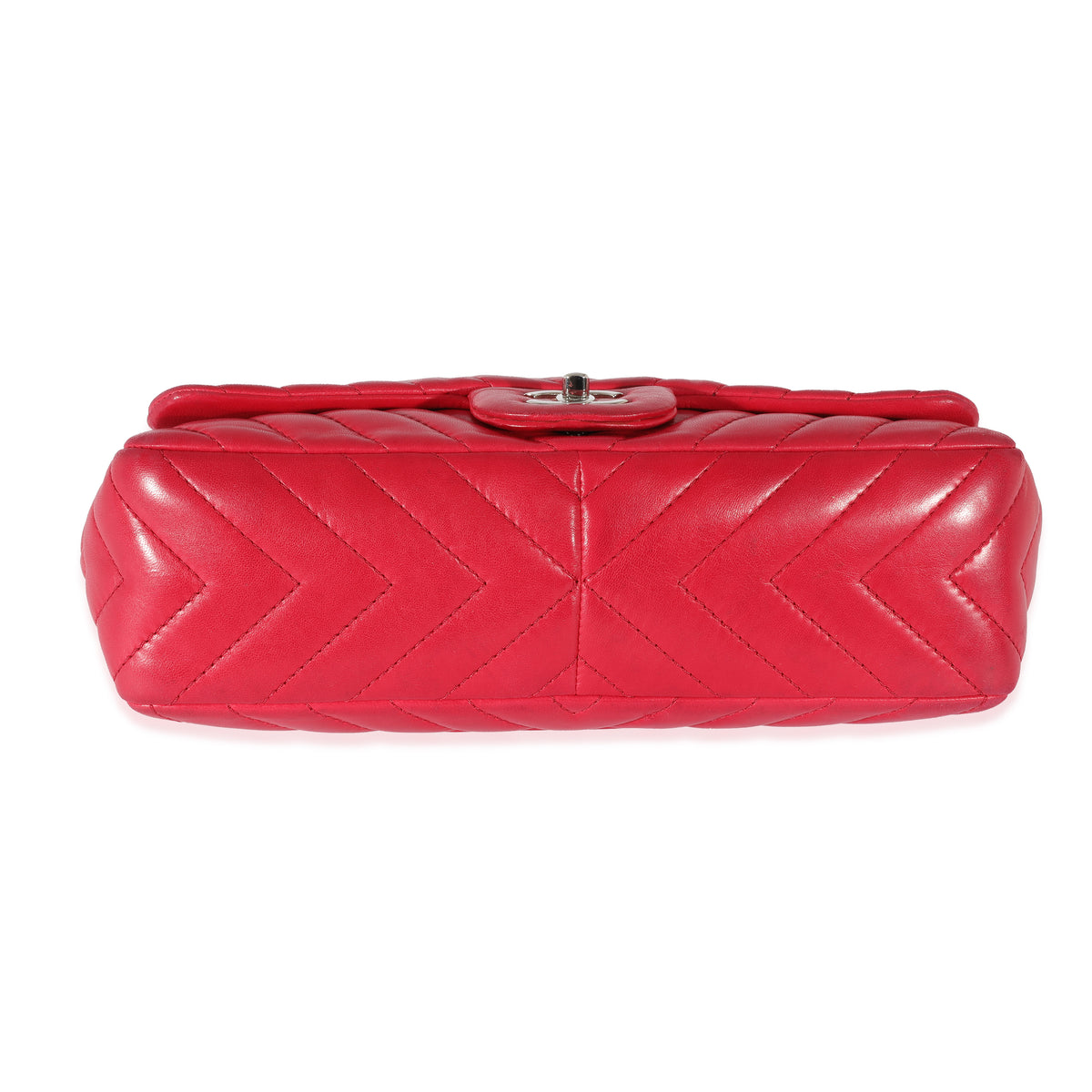 Chanel Pink Lambskin Chevron Jumbo Single Flap Bag Handbag stamp