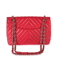 Pink Lambskin Chevron Jumbo Single Flap Bag