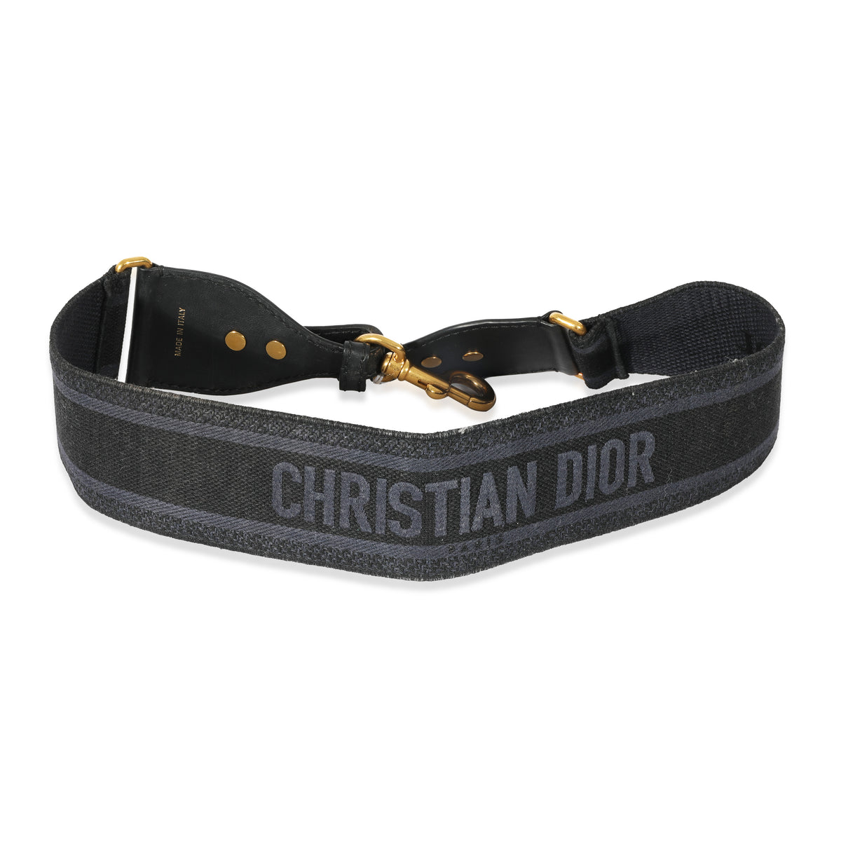 Christian Dior Navy Canvas Logo Embroidered Strap fv