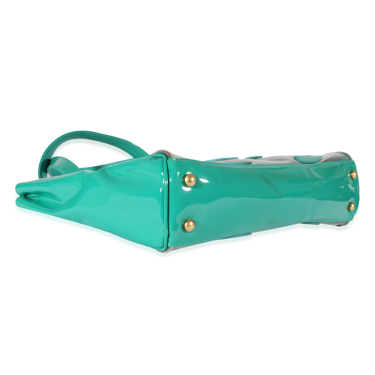 Teal Vinyl Patent Triple CC Tote