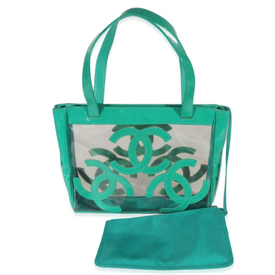 Teal Vinyl Patent Triple CC Tote