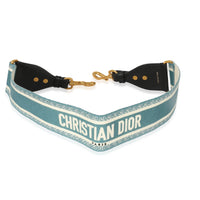Christian Dior Blue Canvas Logo Embroidered Strap fv