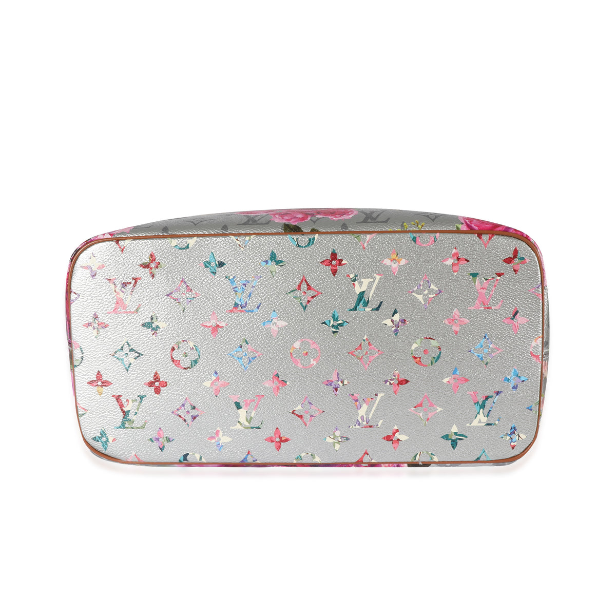 Grey Pink Metallic Monogram Garden Neverfull MM