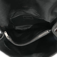 Black Chevron Lambskin Large College Bag