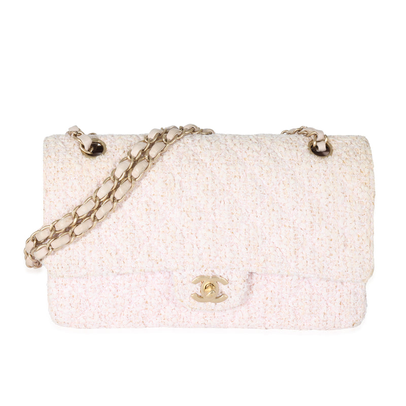 Pink Tweed Medium Classic Double Flap Bag