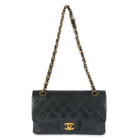 Navy Quilted Lambskin Small Classic Double Flap Bag