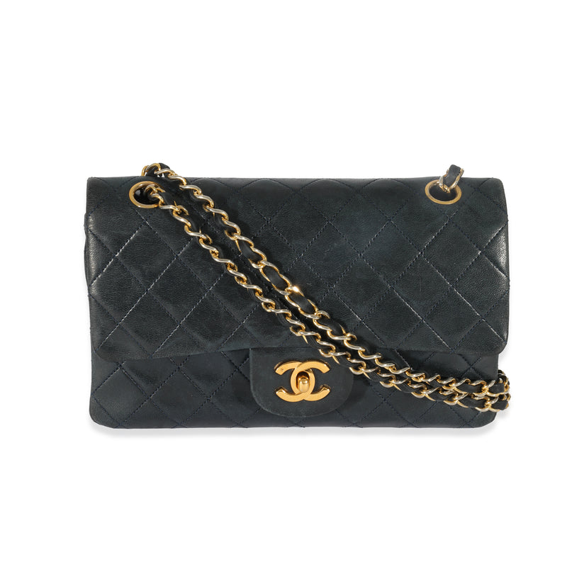 Navy Quilted Lambskin Small Classic Double Flap Bag