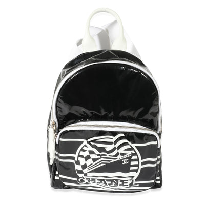 Black White Vinyl Small La Pausa Backpack